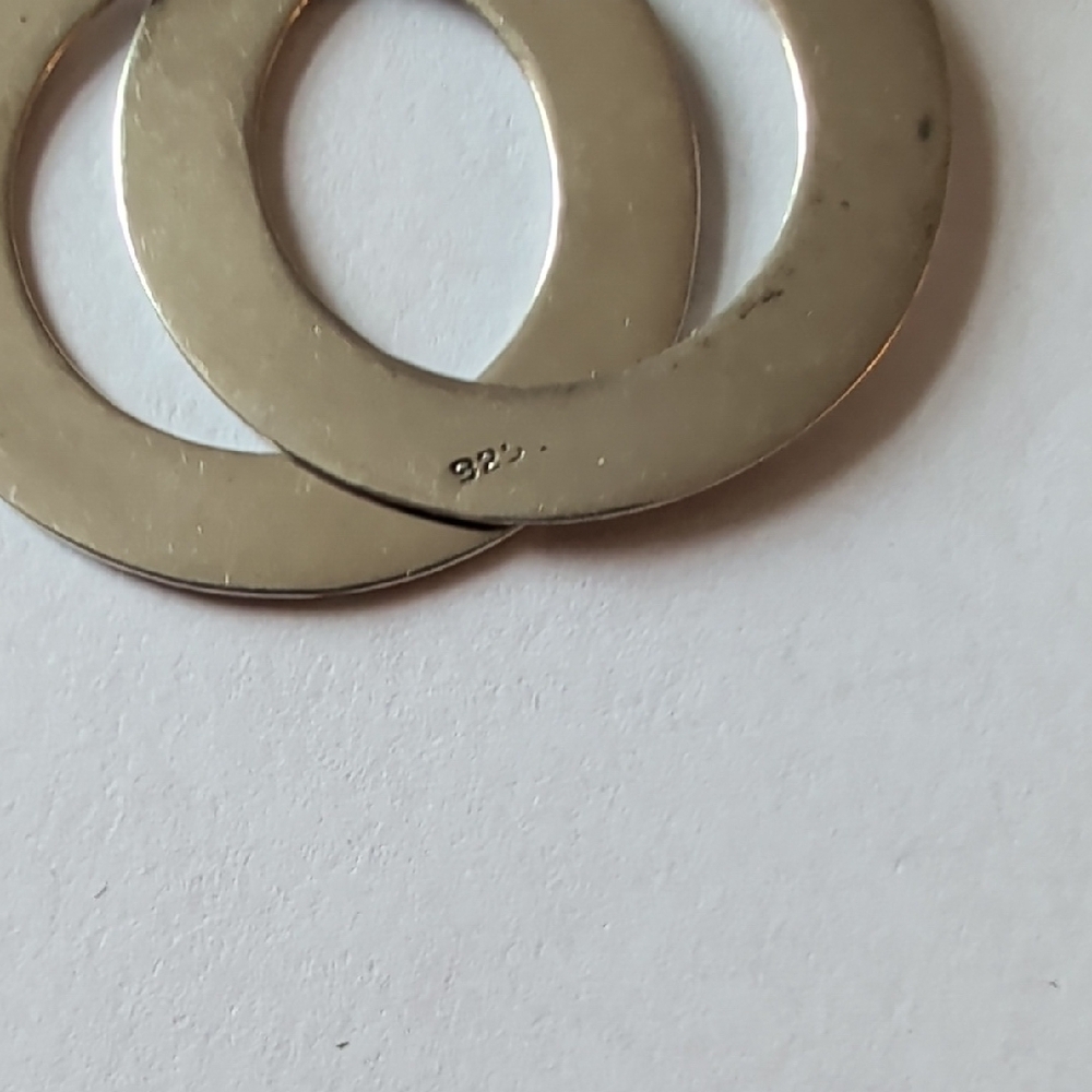 Vintage Sterling Silver Double Circle Earrings - Picture 3 of 7